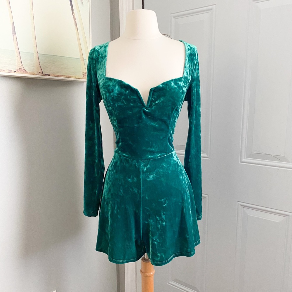 Urban Outfitters Velvet Green Romper M